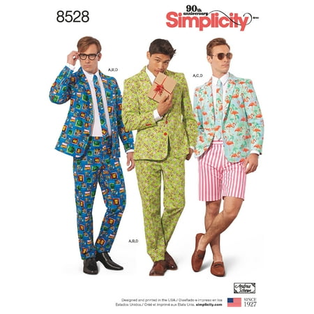 Simplicity Mens' Size 34-42 Suit Costume Pattern, 1 Each