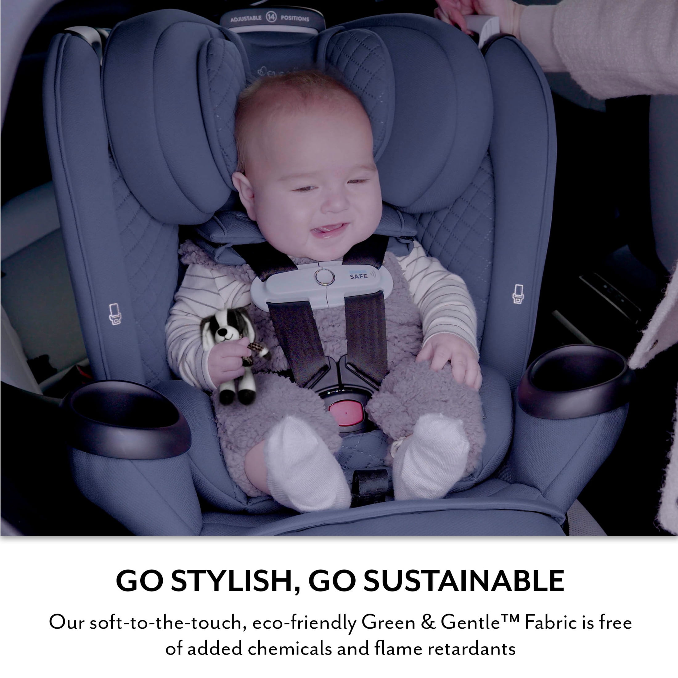 Evenflo Revolve360 Extend All-in-One Rotating Car Seat with Green & Gentle Fabric, Agate