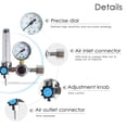 thumbnail image 2 of Yeacher G5/8'' 0-25Mpa Argon Flow Meter Leakproof Gas Pressure Regulator Flowmeter Argon Pressure Regulating Valve Argon Regulator Pressure Reducer, 2 of 7