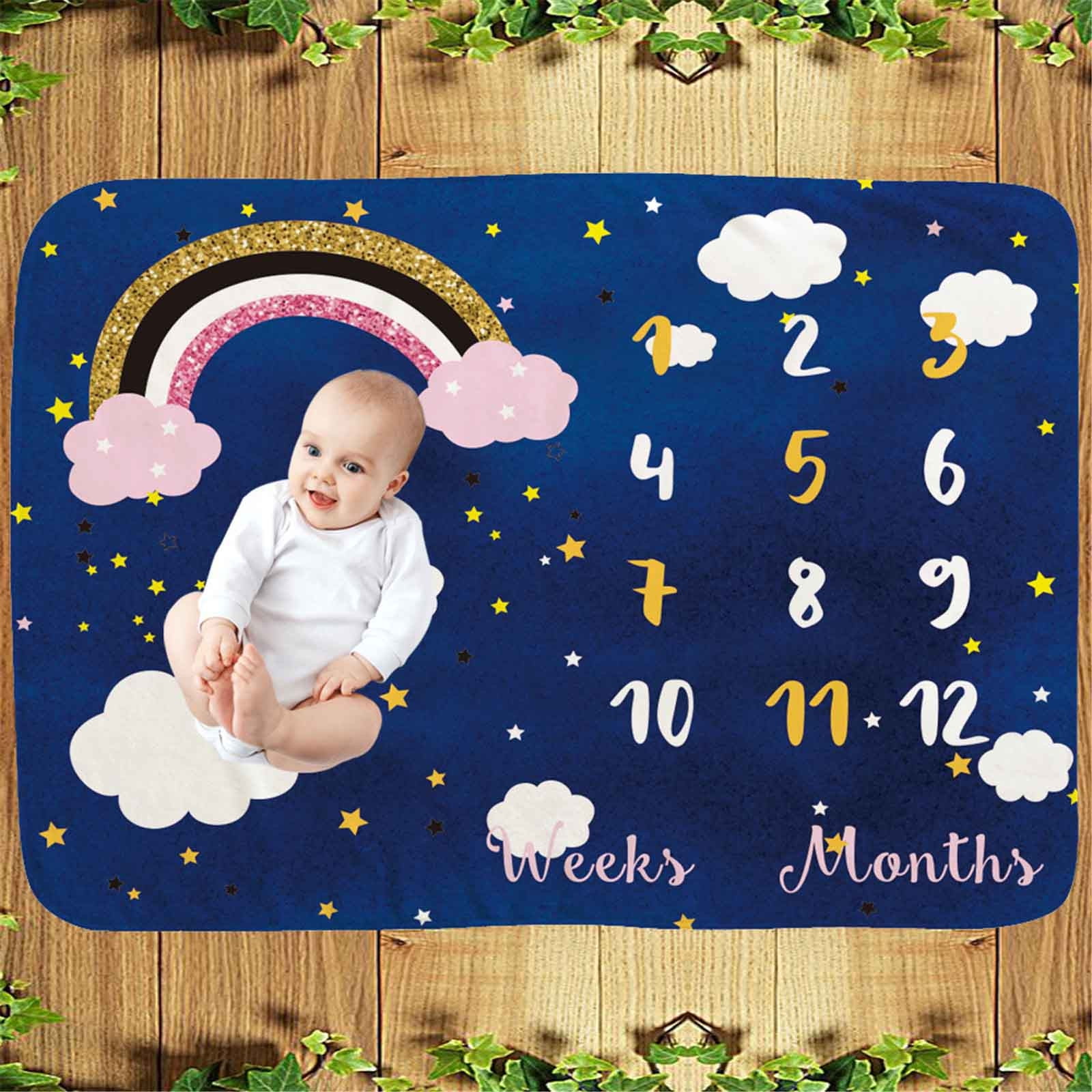 Monthly Baby Milestone Blanket Extra Thick Double Sided Photo Prop 100% Bamboo 