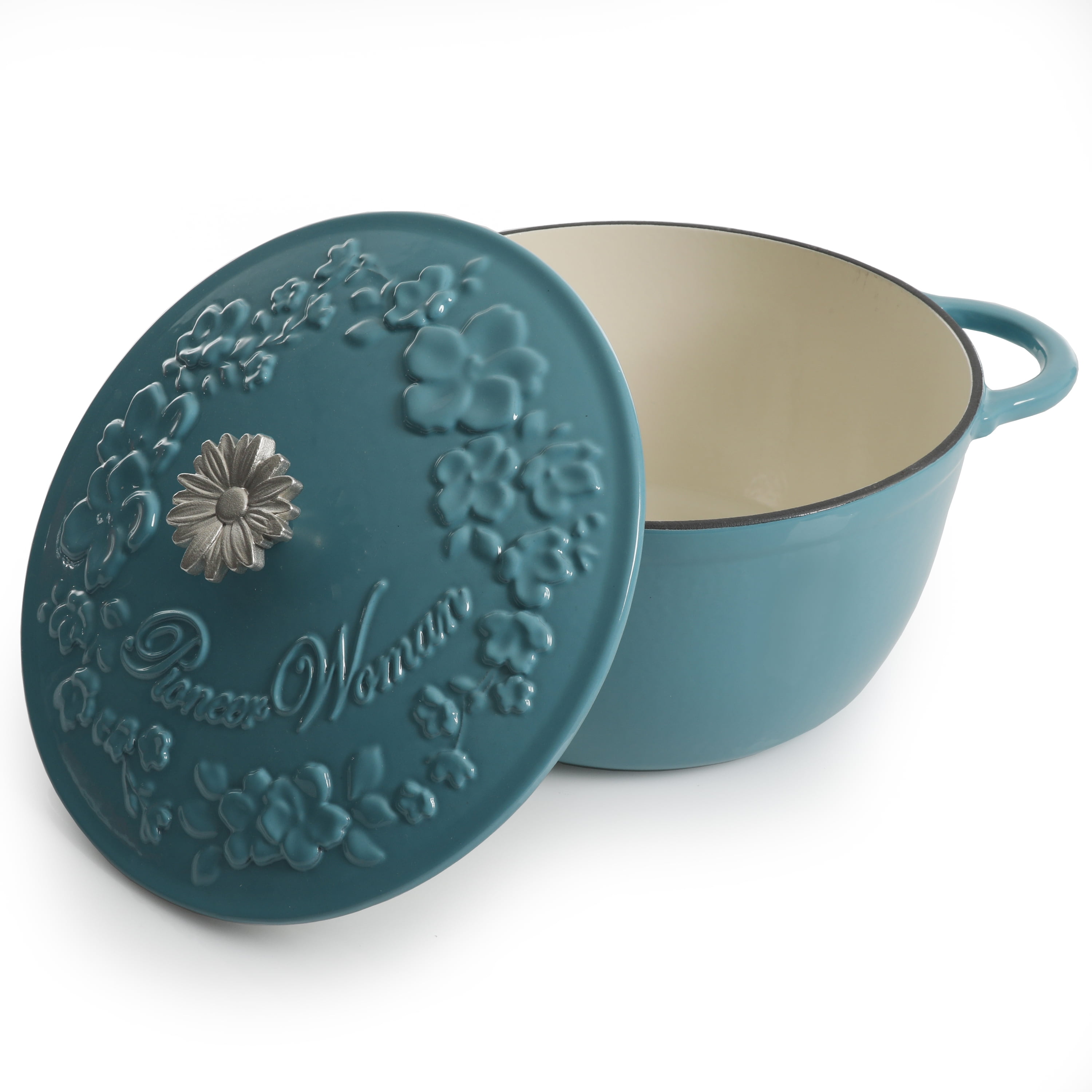The Pioneer Woman Timeless Beauty Enamel on Cast Iron 6-Qt Dutch Oven,  Turquoise 