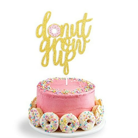 Double Sided Glitter Donut Grow Up Cake Topper Kids Birthday Party