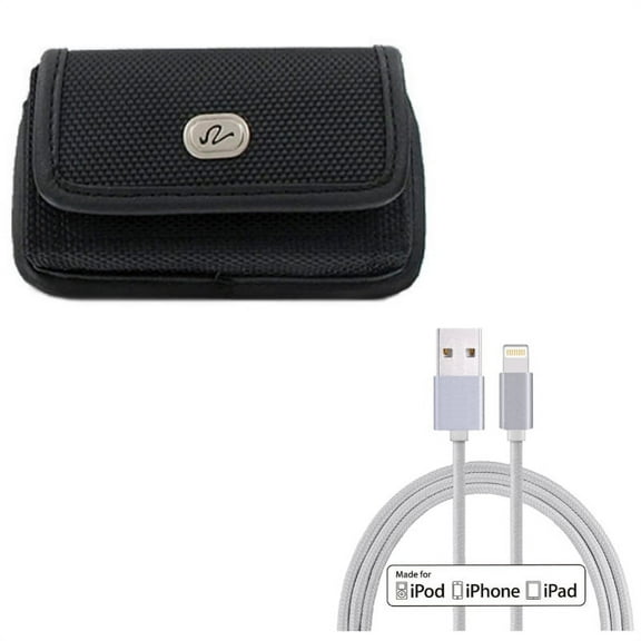Case Belt Clip w MFi USB Cable for iPhone 8/7/6S/6 - Rugged Holster Canvas Cover Pouch, 6ft Certified Charger Cord Power Wire for iPhone 8/7/6S/6 Models