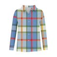 thumbnail image 5 of Womens Plaid Long Sleeve Shirt Trendy Turn Down Collar Button Down Coats Casual Loose Fit Business Work Outfits, 5 of 5