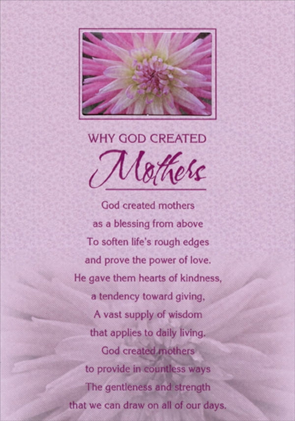 Happy Birthday Mom Religious Designer Greetings Why God Created Mothers: Flower In Die Cut Window  Religious / Inspirational Birthday Card - Walmart.com