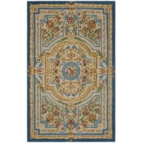 SAFAVIEH Savonnerie Barrfind Bordered Area Rug, Blue/Ivory, 8' x 10'