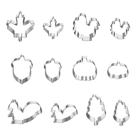 

DTOWER 12 PCS/Set Thanksgiving Cookie Mold DIY Cake Cartoon Shape Make Mold Stainless Kitchen Baking Dessert Biscuits Molds