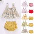 thumbnail image 4 of TOWED22 Toddler Girl Clothes Baby Girl Summer Outfits Ruffle Sleeveless Shirts Tops Shorts Set for Girl Clothing(Blazer,9-12 M), 4 of 4