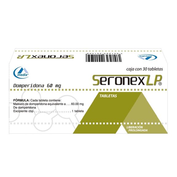 Seronex LP Domperidona 60 mg liberación prolongada 30 tabletas