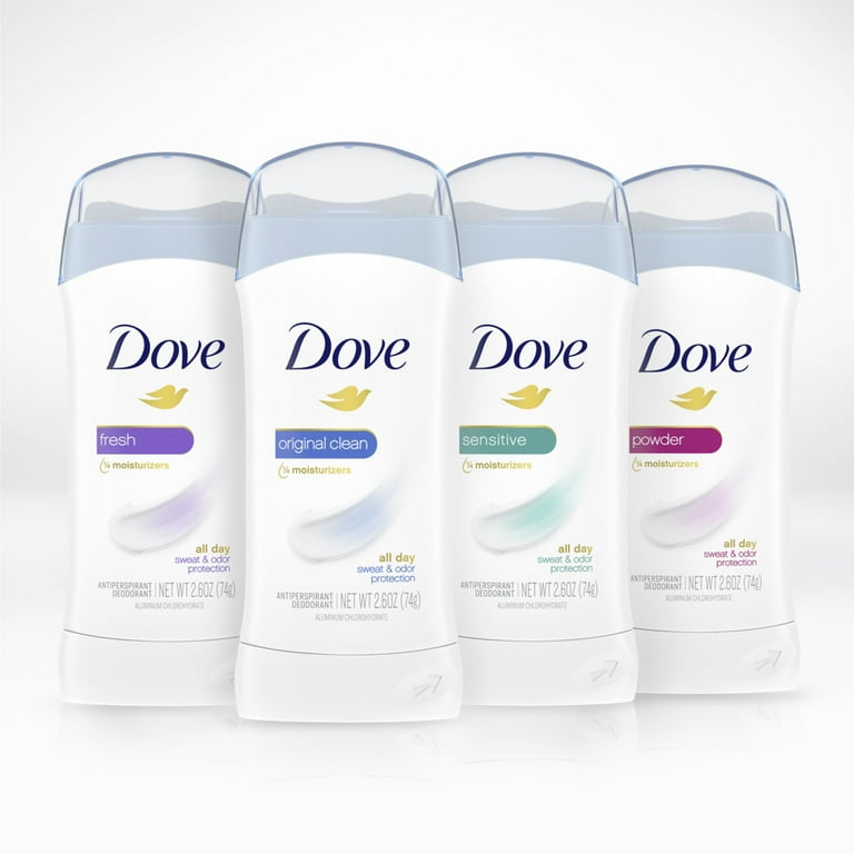 Dove Sweat and Odor Protection Women's Antiperspirant Deodorant Stick Twin Pack, Powder, 2.6 oz