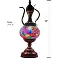 thumbnail image 6 of SILVERFEVER Mosaic Turkish Teapot Lamp Moroccan Glass for Table Desk Bedside Bronze Base Bundle with E12 Light Bulb Rainbow Clouds, 6 of 7