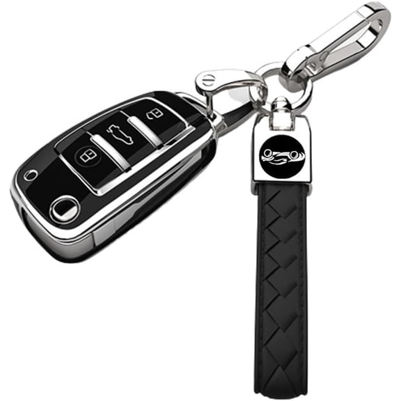 Key Fob Cover Compatible with Fit for Audi A3 A4 A6 Q3 Q5 Q7 TT RS3 S3, Soft TPU 360 Protection Key Case Remote Key Holder with Keychain Remote Protection Shell Keychain Case Holder Protector,Black