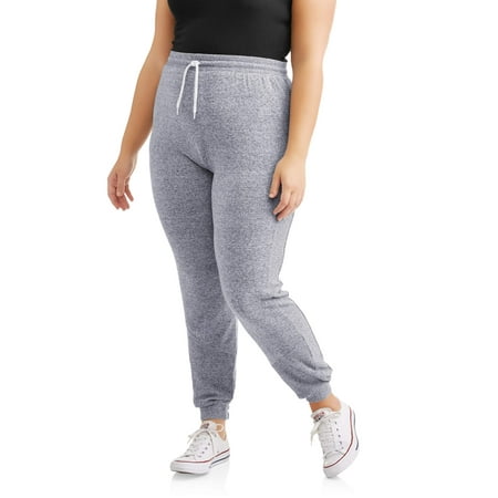 Poof Juniors' Plus Brushed Marled Joggers With Ribbed Trim