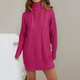 thumbnail image 2 of Women's Sweater Dress Autumn Winter New Slim Knit Dress Turtleneck Cable Pattern Long Sleeve Knitted Gown Dress, 2 of 5