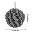 thumbnail image 3 of Hand Towel Ball Hanging Hand Towel for Kitchen and Bathroom Super Absorbent Chenille Microfiber Quick Dry Soft Thickened Decorative Round Towel with Hanging Loop Gray Gray, 3 of 8