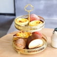 thumbnail image 6 of Hfppkn 2-Tier Gold Metal Round Cupcake Stand Dessert Serving Platter for Parties Style 1 20x25cm, 6 of 7