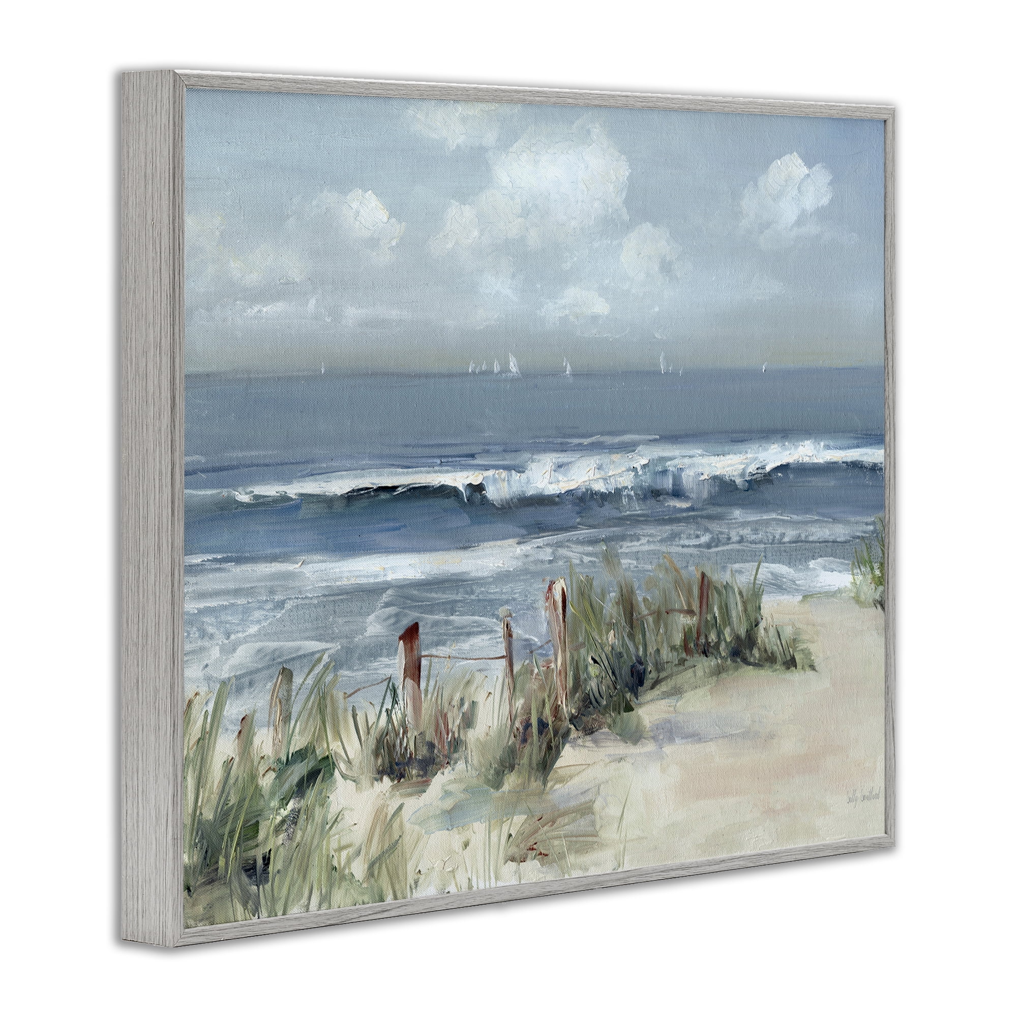 Stupell Industries Brushed Expression of Coast Gray Framed Giclee Art, design by Sally Swatland