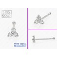 thumbnail image 2 of 3-Stone 0.030ctw Moissanite Nose Stud - 22G Solid 14Kt White Gold Nose Bone Stud Nose Ring - April Birthstone Nose Stud, 2 of 5