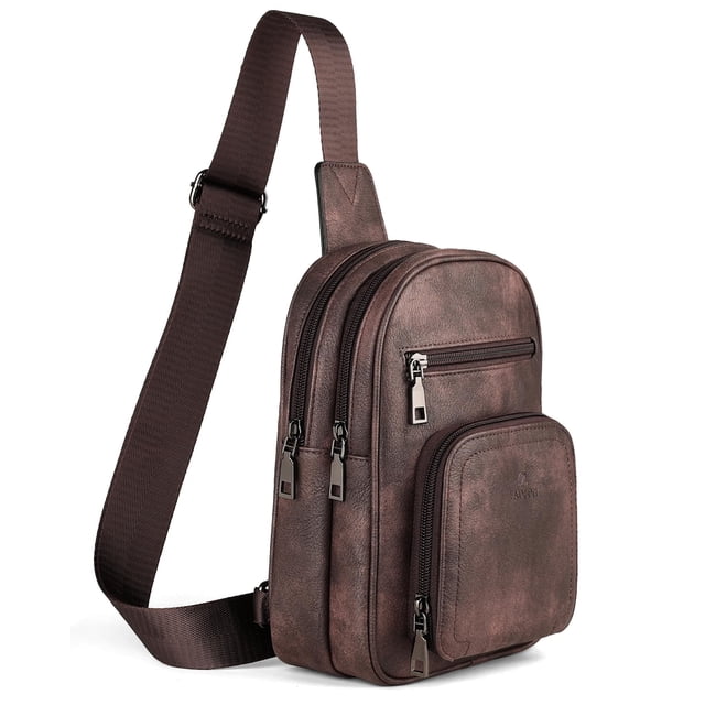 Bandolera FADEON para mujer, bandolera de piel sintética, marrón café