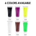thumbnail image 4 of UV Fluorescent Face and Body Paint Kit, 6 Neon Water-Based Colors with Matte Gloss Finish, Waterproof Long-Lasting Formula for Halloween, Cosplay, Carnival and Blacklight Parties, 4 of 5