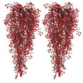 thumbnail image 2 of 1pcs Artificial Hanging Plants Indoor Fake Hanging Plants Wall red Faux Ferns for Home Garden Wedding Party Indoor Outdoor Decorations, 2 of 9