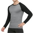 thumbnail image 3 of VSSSJ Mens Sport Compression Shirt Fitness Color Block Long Sleeve Raglan Shirt Comfortable Stretchy Breathable Workout Athletic Tops Gray XXL, 3 of 6
