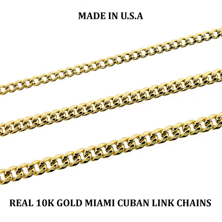 JewelzKing 10K Yellow Gold Miami Cuban Link Chain Necklace 3mm-5mm