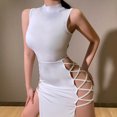 thumbnail image 2 of Ketyyh-chn99 Robe Maxi Robe Maxi Robe Droite Unie pour Vacances Robe de Plage à Enfiler Blanc,m, 2 of 5