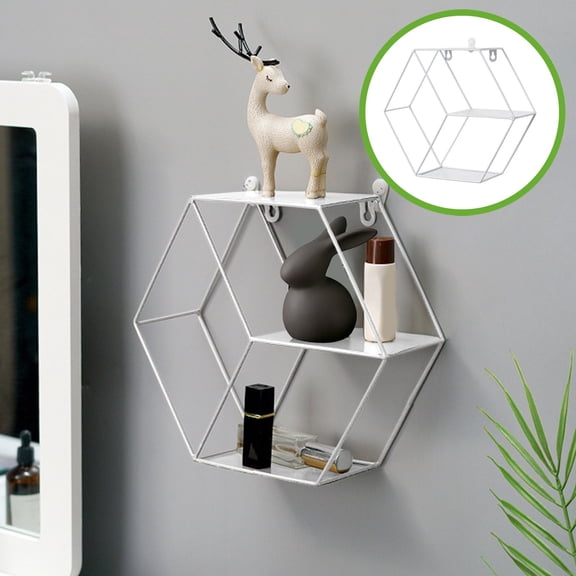 karymi Wall Mounted Floating Shelves, Iron Hexagonal Storage Rack Shelf with Multiple Compartments for Living Room Bedroom Decor Plants 9.8x5.7x3.9in Mens Gifts Room Decor