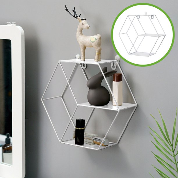 Wall Mounted Metal Storage Shelf Rack for Living Room Bedroom Bathroom – Floating Iron Wall Organizer for Decor, Plants, Toiletries, Cosmetics, Space Saving Home Wall Storage