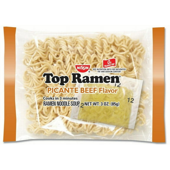 (24 Packs) Nissin Top Ramen Picante Beef Flavor, 3 oz