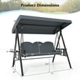 thumbnail image 3 of Gymax 3-Seat Patio Swing Chair w/ Adjustable Canopy Thickened Cushions Pillow Outdooor Gray, 3 of 8