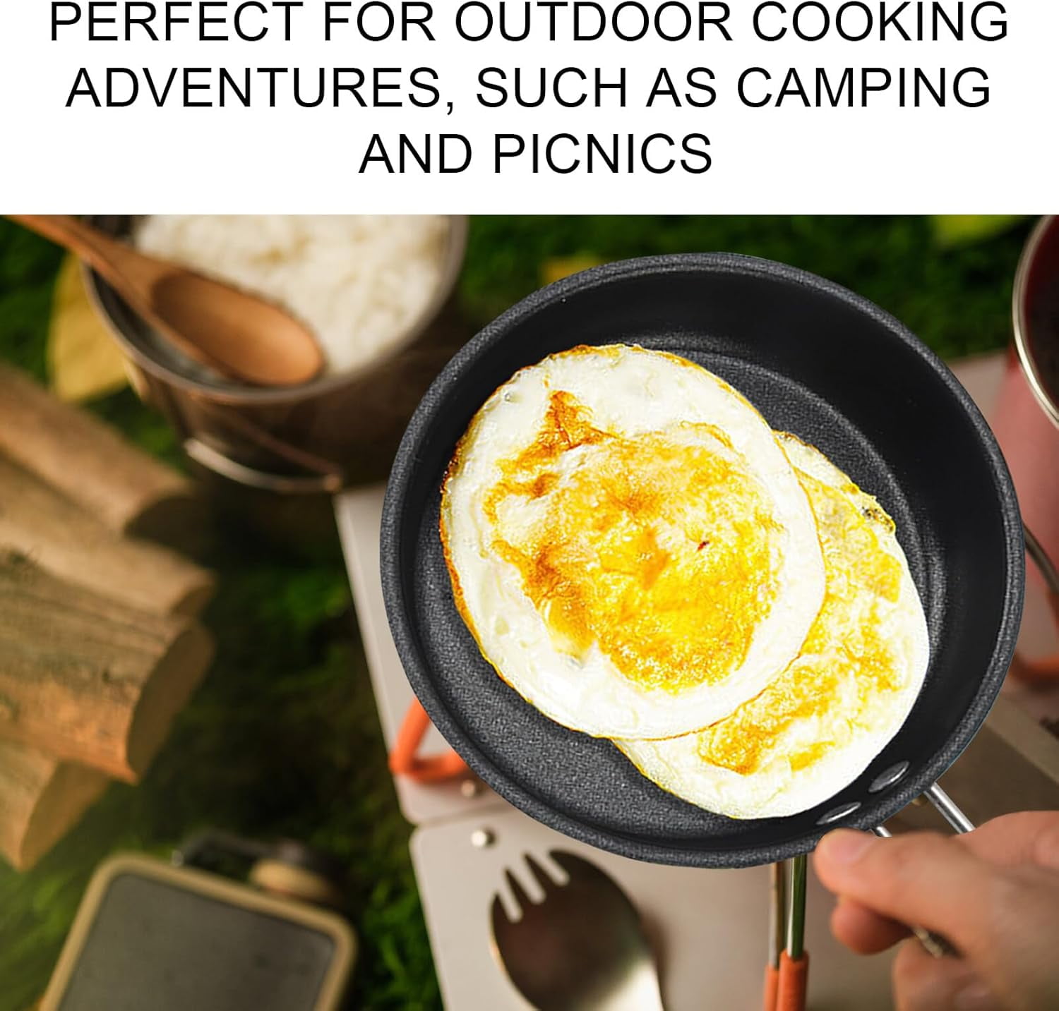 Egg Frying Pan, 4.7-Inch Single Egg Durable Small Pan with Handle, Nonstick Frying Pan With Lid Covered, Heat Resistant Small Egg Skillet Cooking Pot, Portable Round Omelet Pan for Stove