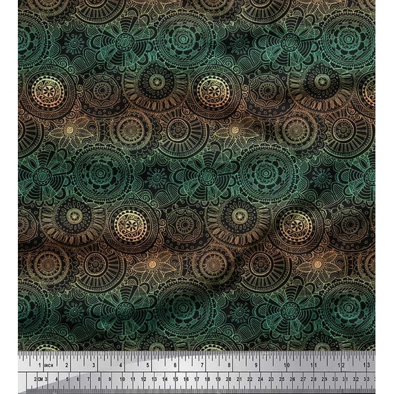 Soimoi Cotton Jersey Fabric Artistic Flower Mandala Print Sewing Fabric Yard 58 Inch Wide