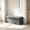 Charcoal + Polyester, variant on AUU 43.7" Modern Upholstered Chenille Square Ottoman with Black Metal Legs – Plush Footrest Stool for Living Room, Bedroom, Entryway, or Office, Multi-Use Accent Seating & Storage