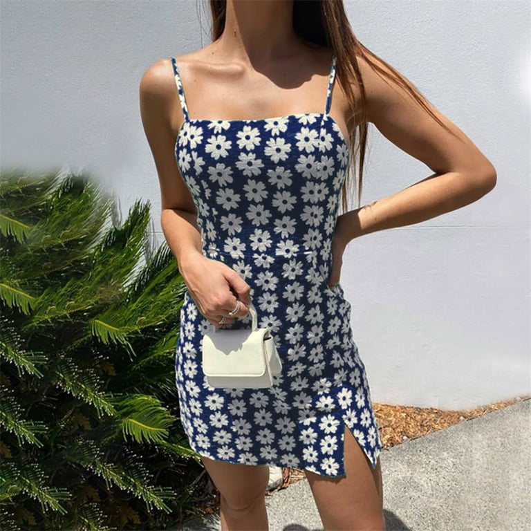 Owordtank Hawaiian Dresses for Women Print Sleeveless Bodycon Dress -  Walmart.com
