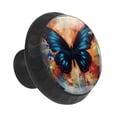 thumbnail image 2 of HemaKayy 12 Pack 1.37" Decorative Cabinet Knobs - Elegant ABS Glass Handles for Home Furniture Decor - Dresser Drawer Door Pulls - Perfect for Kitchen - Dark Blue Butterfly Colorful Ink Paint, 2 of 6