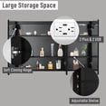 thumbnail image 3 of IVV 48" Wall-Mounted Bathroom Cabinet with LED Lights, 3 Mirrored Doors, Adjustable Storage Shelves, Brightness Control, Anti-Fog, Power-Off Memory, Built-In Charging Station, Black, 3 of 8