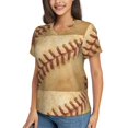 thumbnail image 2 of Vsdgher Vintage Baseball Women Shirts V Neck Short Sleeve Tops T-Shirt Basic Tees, S to 3XLXX-Large, 2 of 5