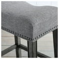 thumbnail image 2 of CoCo Bar Stools Set of 2, 29" Gray Saddle Seat - Upholstered Backless Counter Stools for Kitchen Island, Dining, Pub, Contemporary Wood Finish Gray + Wood, 2 of 5