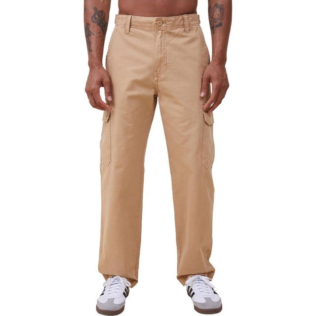Cotton On Mens Tactical Twill Casual Cargo Pants, yellow, 38W x 32L