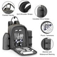 thumbnail image 4 of ALLCAMP Picnic Backpack - Insulated Cooler Bag with Compartment, Detachable Wine Glass Holder, Throw Blanket & Cutlery Set, 2 Person Picnic Set for Family Outings, Couple Gifts (Gray), 4 of 8
