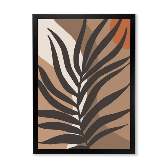 Designart 'Shapes and Tropical Leaf Silhouettes II' Modern Framed Art Print