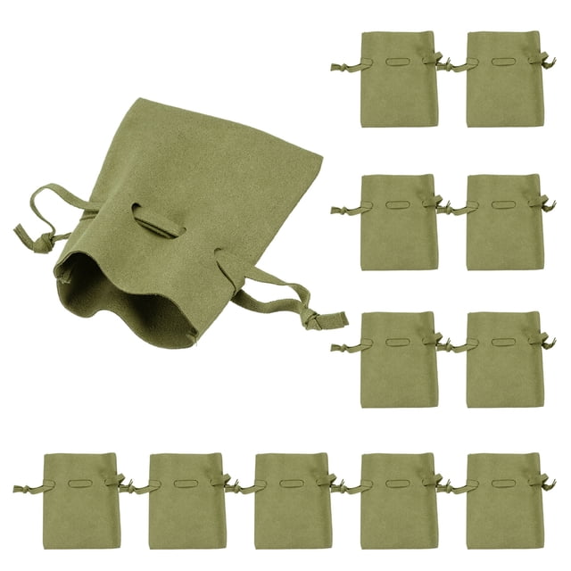 Uxcell 12 Pcs Bolsa de Joyería de Microfibra 3.5 × 2.7 Pulgadas, Verde