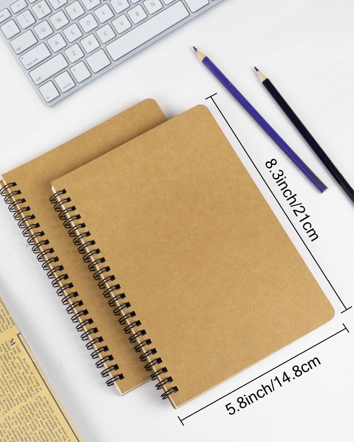 Spiral Notebooks A5 Lined 5Pcs College Ruled Journals Bulk Thick Paper for Work, Study, Notes Taking, Gifts 120 Pages/60 Sheets Kraft Brown