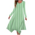 thumbnail image 1 of Long Dress with Sleeves,Summer Casual Dress,Ladies Fashion Printed Long Sleeved Round Neck Casual Irregular Dress, 1 of 5