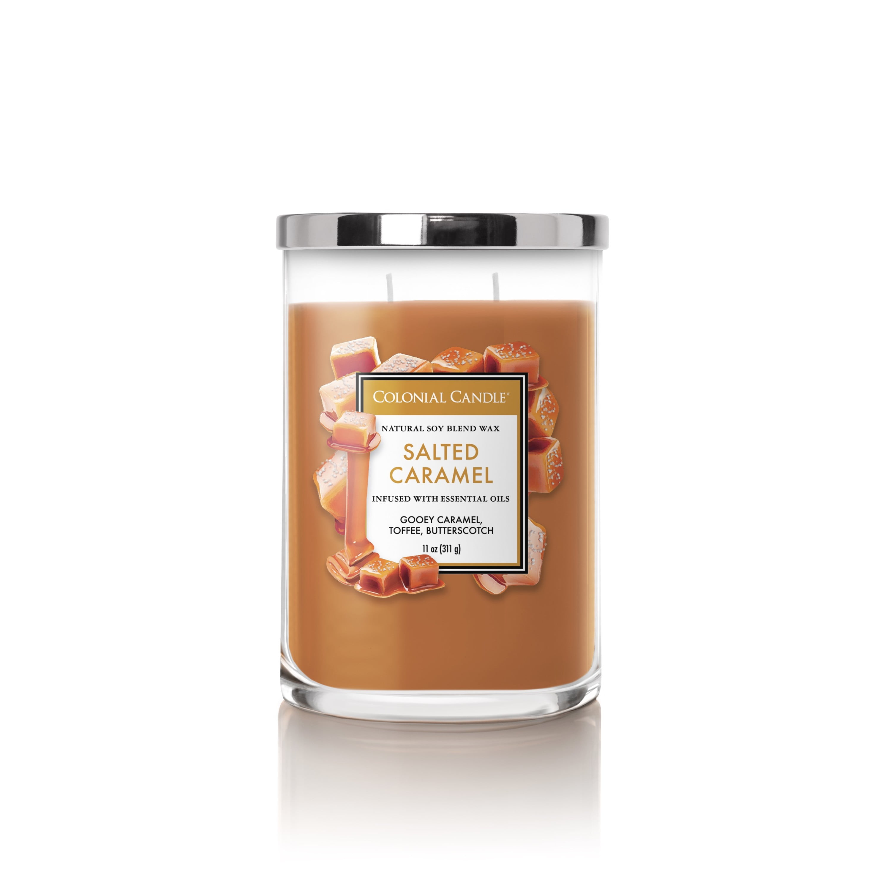 Colonial Candle Salted Caramel Scented Jar Candle, Premium Scented
