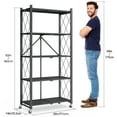 thumbnail image 6 of Furnibear 5-Tier Folding Storage Shelves with Wheels, Foldable Metal Rack, Collapsible Shelves for Garage, Kitchen, Basement, Black, 6 of 9