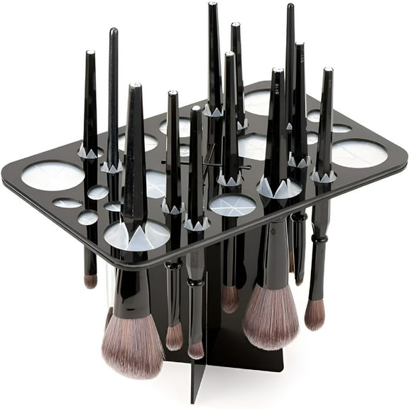 ACDANC 2026 New Makeup Brushes Drying Rack, Collapsible 28 Slot Brush Holder Stand Tree Tray Support Display for Artist Acrylic Nail Brushes Paintbrushes Makeup Lovers, Black