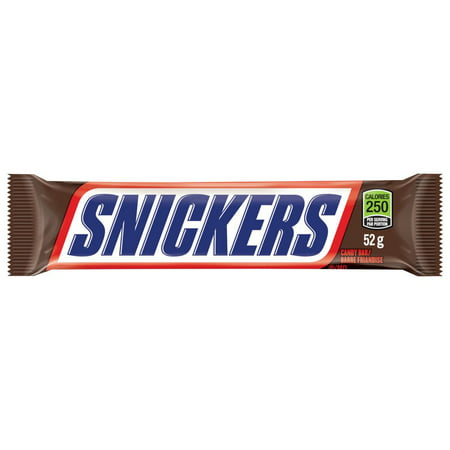 SNICKERS, Peanut Milk Chocolate Candy Bar, Full Size Bar, 52g | Walmart ...